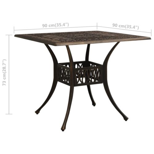 Garden Table Bronze 90x90x73cm Cast Aluminium - Image 6