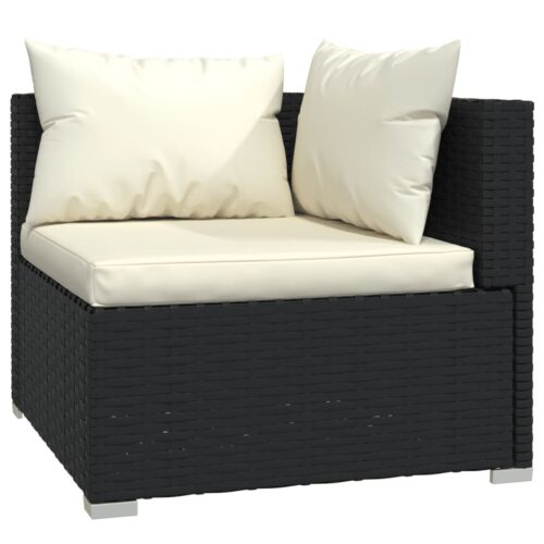 10-Piece Garden Lounge Set with Cushions Black Poly Rattan Wicker Outdoor Patio Furniture - Image 3