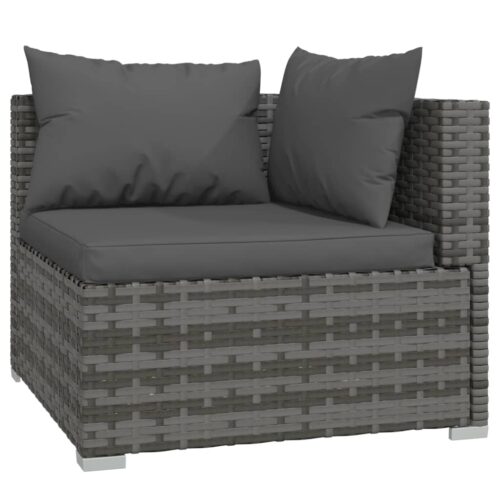 10-Piece Garden Lounge Set with Cushions Grey Poly Rattan Wicker Outdoor Patio Furniture - Image 5