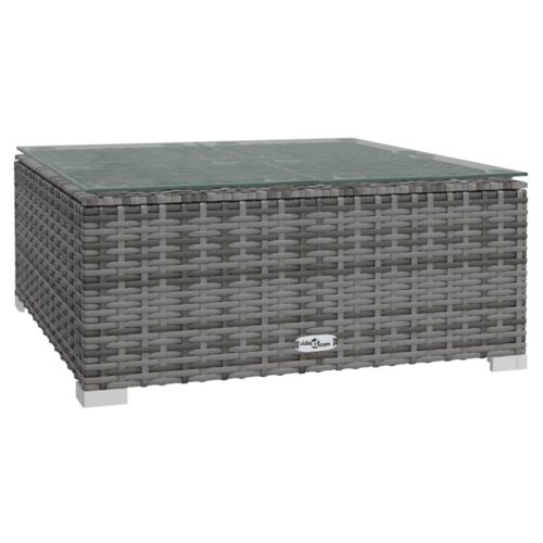 10-Piece Garden Lounge Set with Cushions Grey Poly Rattan Wicker Outdoor Patio Furniture - Image 9