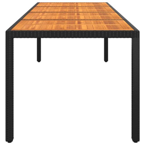 Garden Table 250x100x75cm Acacia Wood Poly Rattan Black - Image 3
