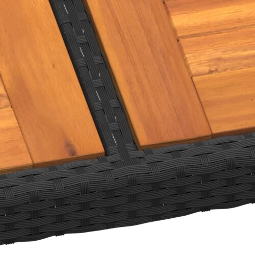 Garden Table 250x100x75cm Acacia Wood Poly Rattan Black - Image 4