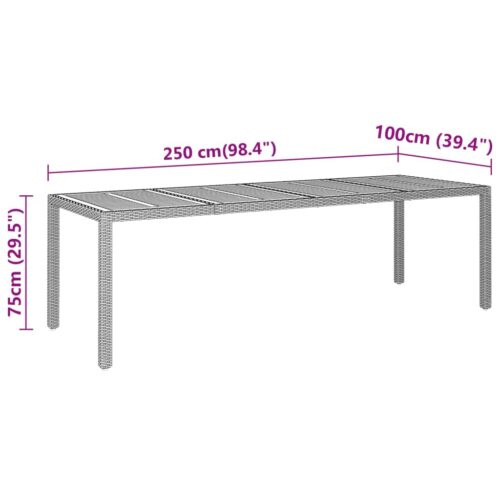 Garden Table 250x100x75cm Acacia Wood Poly Rattan Black - Image 5