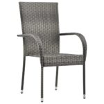Stackable Outdoor Chairs 4pcs Grey Poly Rattan