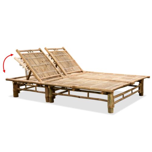 2-Person Sun Lounger Bamboo - Image 4