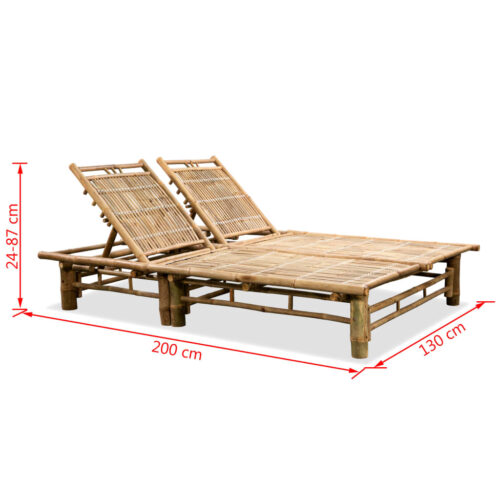 2-Person Sun Lounger Bamboo - Image 7