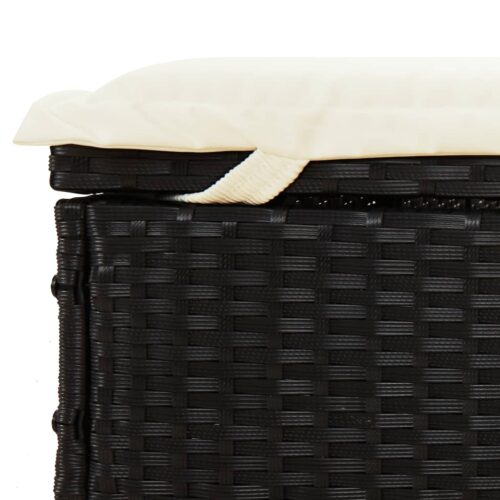 2-Person Sunbed with Cushions Black Poly Rattan - Image 10
