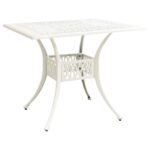 Garden Table White 90x90x73cm Cast Aluminium