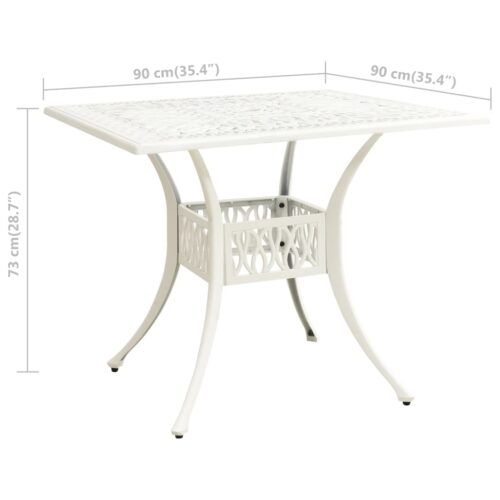 Garden Table White 90x90x73cm Cast Aluminium - Image 6