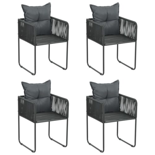 Outdoor Chairs 4pcs with Pillows Poly Rattan Black - Image 7