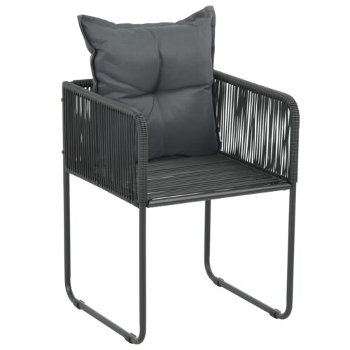 Outdoor Chairs 4pcs with Pillows Poly Rattan Black