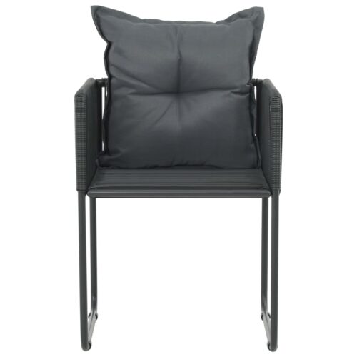 Outdoor Chairs 4pcs with Pillows Poly Rattan Black - Image 3