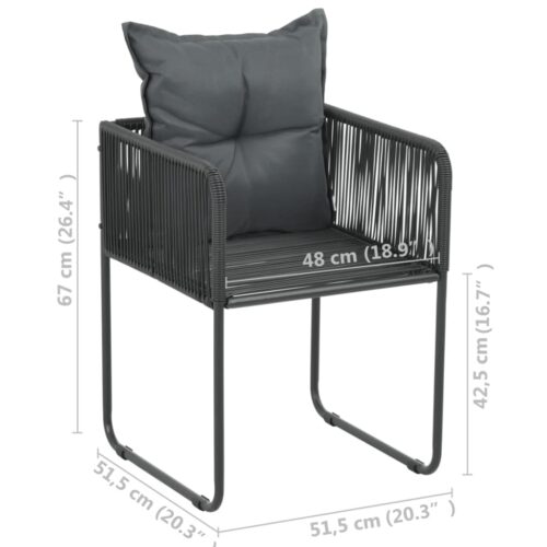 Outdoor Chairs 4pcs with Pillows Poly Rattan Black - Image 6