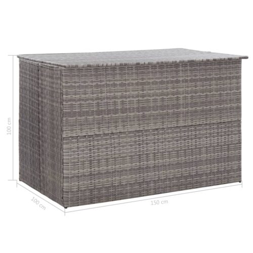 Garden Storage Box Grey 150x100x100cm Poly Rattan - Image 9