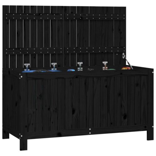 Garden Storage Box Black 121x55x64cm Solid Wood Pine - Image 4
