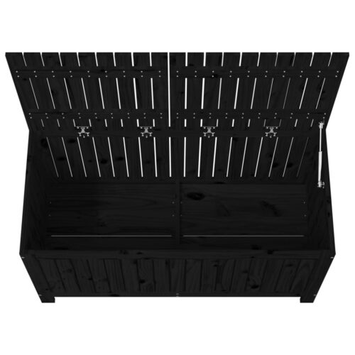 Garden Storage Box Black 121x55x64cm Solid Wood Pine - Image 8