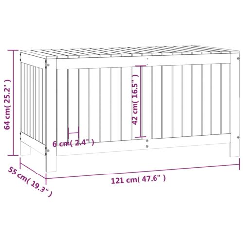 Garden Storage Box Black 121x55x64cm Solid Wood Pine - Image 10