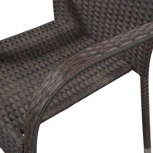 Stackable Outdoor Chairs 4pcs Poly Rattan Brown - Image 4