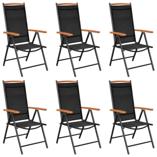 Folding Garden Chairs 6pcs Textilene Black - Image 2