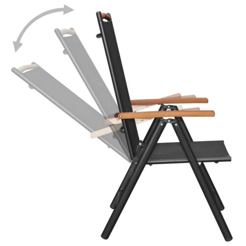 Folding Garden Chairs 6pcs Textilene Black - Image 5