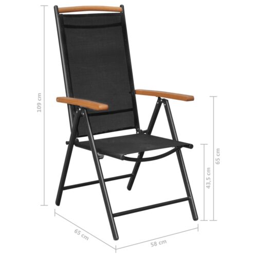 Folding Garden Chairs 6pcs Textilene Black - Image 8