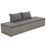 Garden Bed Grey 195x60cm Poly Rattan