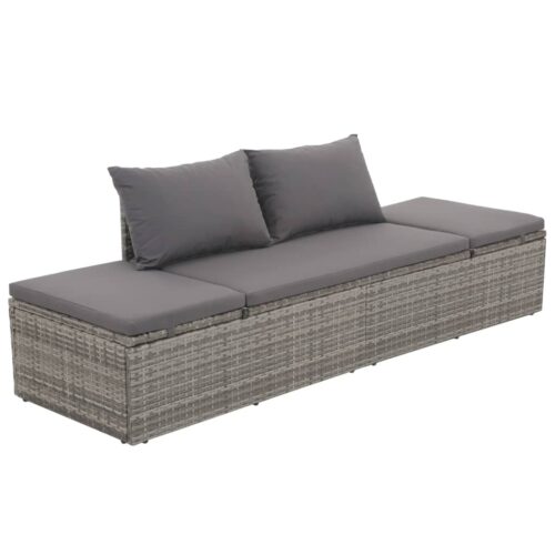 Garden Bed Grey 195x60cm Poly Rattan