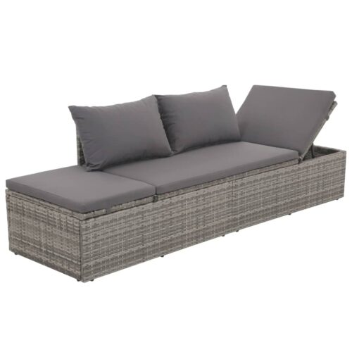 Garden Bed Grey 195x60cm Poly Rattan - Image 3