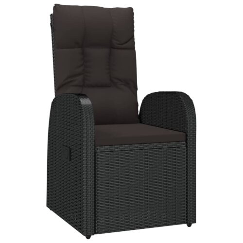 Reclining Garden Chairs 2pcs with Cushions Poly Rattan Black - Image 3