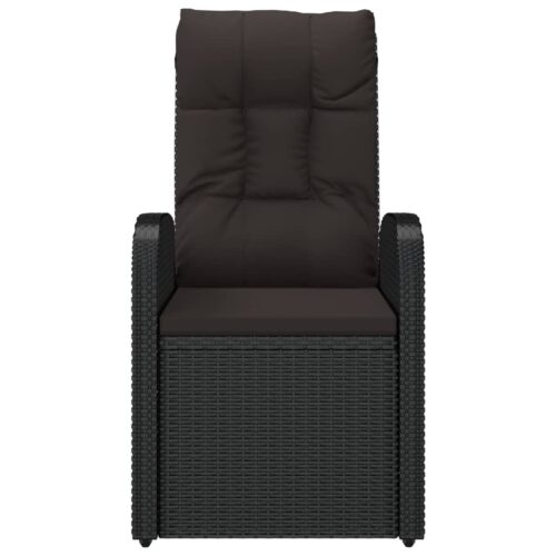 Reclining Garden Chairs 2pcs with Cushions Poly Rattan Black - Image 4