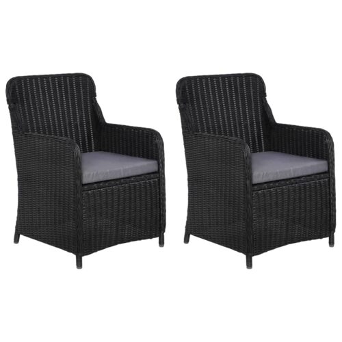 Outdoor Chairs with Cushions 2pcs Poly Rattan Black