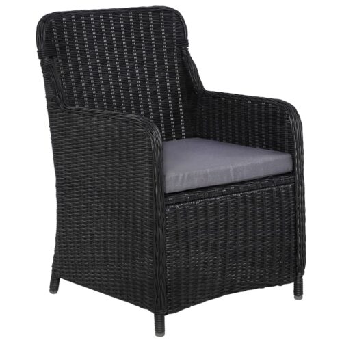 Outdoor Chairs with Cushions 2pcs Poly Rattan Black - Image 2