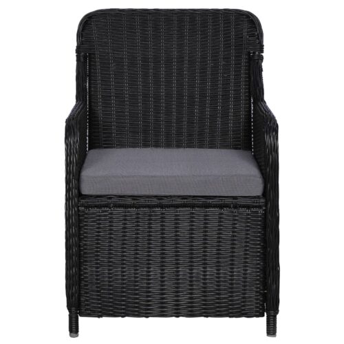 Outdoor Chairs with Cushions 2pcs Poly Rattan Black - Image 3