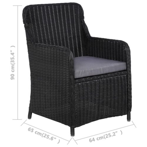 Outdoor Chairs with Cushions 2pcs Poly Rattan Black - Image 7