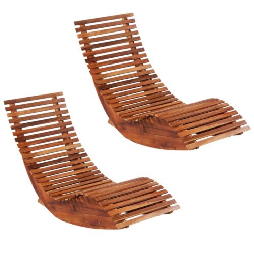 Rocking Sun Loungers 2pcs Solid Wood Acacia