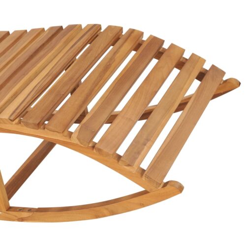 Rocking Sun Lounger with Cushion Solid Teak Wood - Image 4