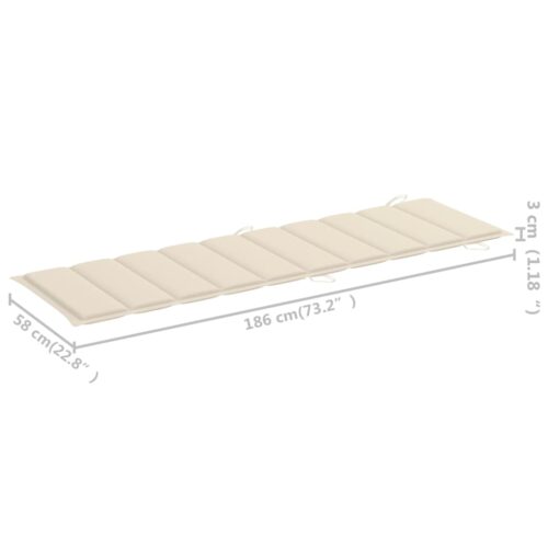 Rocking Sun Lounger with Cushion Solid Teak Wood - Image 10