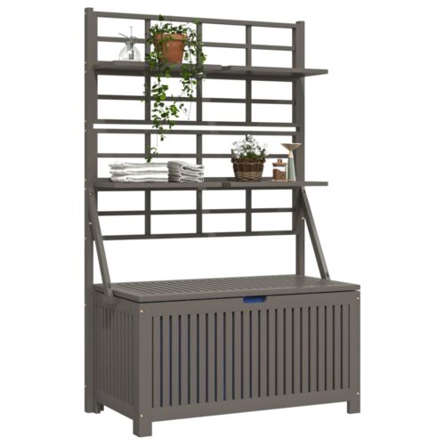 Storage Box with Trellis Grey 99x50x160cm Solid Wood Acacia - Image 3