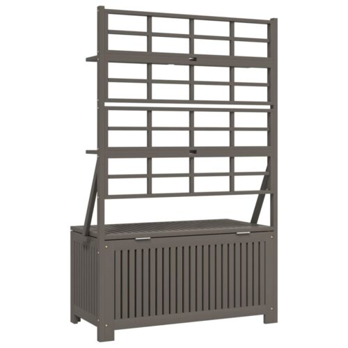 Storage Box with Trellis Grey 99x50x160cm Solid Wood Acacia - Image 7