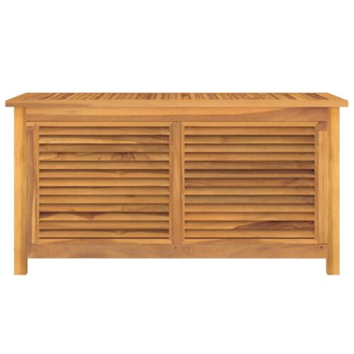 Garden Storage Box with Bag 114x50x58cm Solid Wood Teak - Image 3