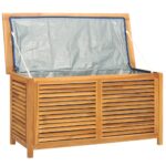 Garden Storage Box with Bag 114x50x58cm Solid Wood Teak