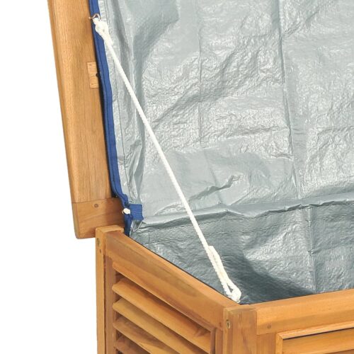 Garden Storage Box with Bag 114x50x58cm Solid Wood Teak - Image 8