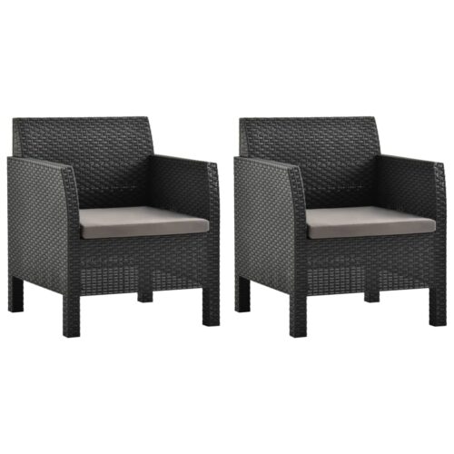 Garden Chairs with Cushions 2pcs PP Rattan Anthracite - Image 2