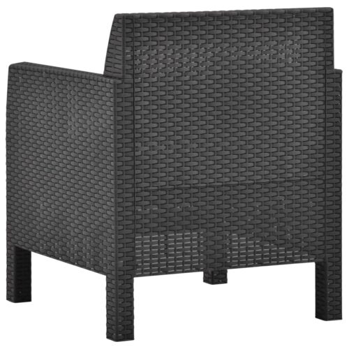 Garden Chairs with Cushions 2pcs PP Rattan Anthracite - Image 6