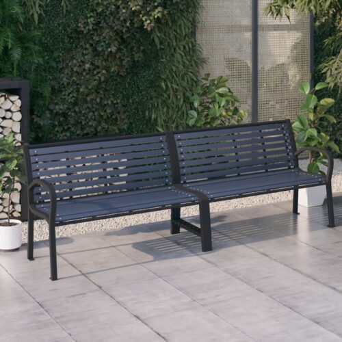 Twin Garden Bench 251cm Steel WPC Black - Image 8