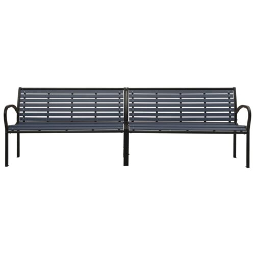 Twin Garden Bench 251cm Steel WPC Black - Image 3