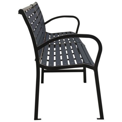 Twin Garden Bench 251cm Steel WPC Black - Image 4