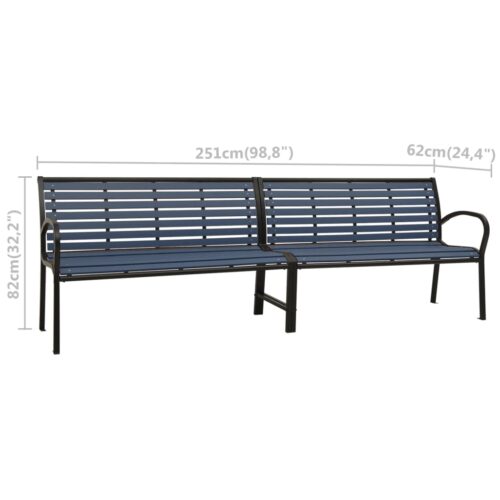 Twin Garden Bench 251cm Steel WPC Black - Image 7
