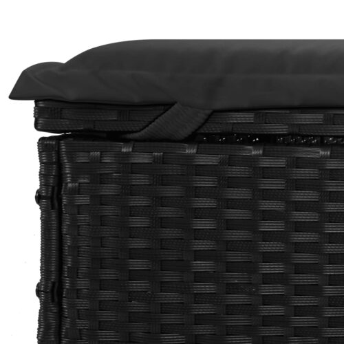 2-Person Sunbed with Cushions Black Poly Rattan - Image 10