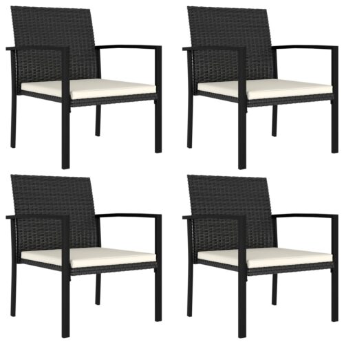 Garden Dining Chairs 4pcs Poly Rattan Black